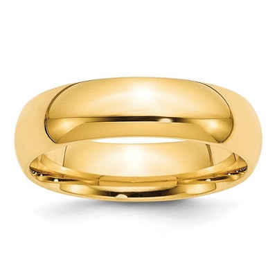 Black Bow Jewelry 2mm to 6mm 14K Yellow Gold Domed Comfort Fit Band