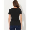 INSPIRE CHIC Women's Cowl Neck Short Sleeve Button Decor Ruched Front Casual  Basic T-shirt - 3 of 4