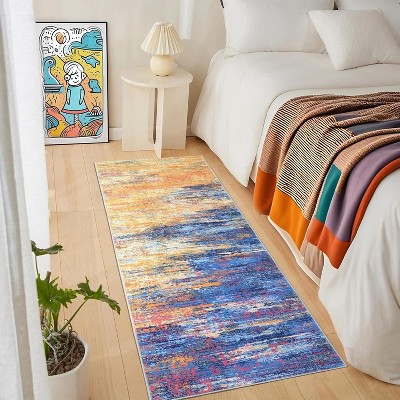 Modern Abstract Rug, Large Washable Low-Pile Non-Slip Carpet for Living Room, Bedroom, Indoor Floor Mat