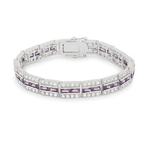 Slickblue 7.25 Inch Rhodium-Plated CZ Bracelet, 5.1 Carat, Women’s Link Jewelry with Lock Clasp, 4 Color Options - 1 of 3