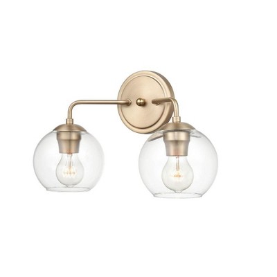 Matte Black Glass Globe 2-Light Vanity Fixture
