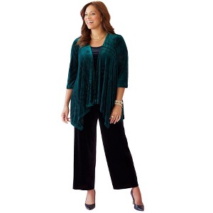 Catherines Anywear Velvet Burnout Cascade Cardigan - 1 of 4