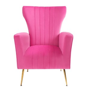 NicBex Velvet Accent Chair,Upholstered Living Room Chairs with High Wingbackrest and Gold Legs,Modern Armchair,Accent Chairs for Living Room - 1 of 4