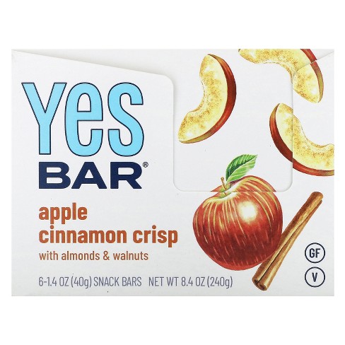 Yes Bar Snack Bar, Apple Cinnamon Crisp, 6 Bars, 1.4 Oz (40 G) Each ...