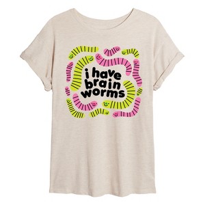 Women's - Instant Message - I Have Brain Worms Oversized Graphic T-Shirt - 1 of 4