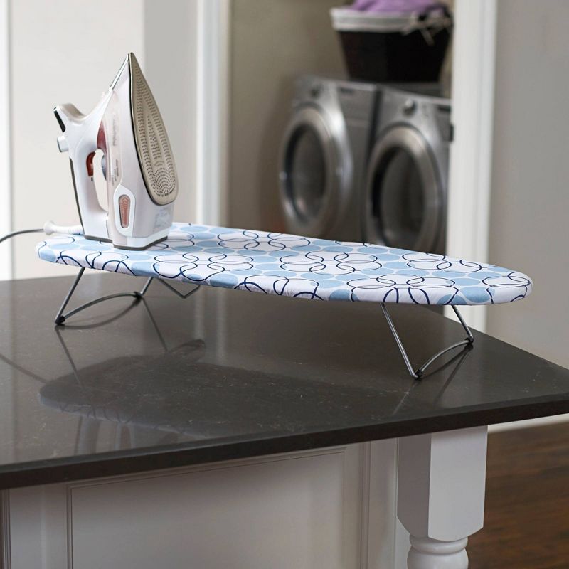 Household Essentials Handy Board Table Top Ironing Board Silver with Magic Rings Cover, 3 of 7