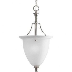 Progress Lighting, Madison, 1-Light Inverted Pendant, Brushed Nickel, Etched Glass Shade - 1 of 2