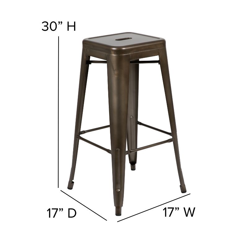 Emma and Oliver 4 Pack 30" High Metal Indoor Bar Stool - Stackable Stool, 6 of 14