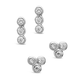 SHINE by Sterling Forever Sterling Silver 2pc Bezel Stud Set - 1 of 3