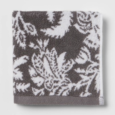 Performance Washcloth Dark Gray Floral - Threshold™