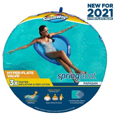 SwimWays Spring Float Papasan Pool Lounger with Hyper-Flate Valve - Blue