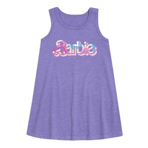 - Barbie - Pattern Colorful Graphic Sleeveless Aline Dress - 1 of 2