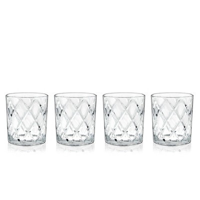 True Diamond Faceted Crystal Whiskey Tumblers Set of 4