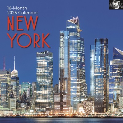 2026 Square Wall Calendar, New York, 16-Month Passport Collection Theme with 180 Reminder Stickers (12x12 In)