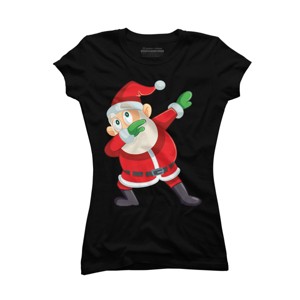 Junior's Design By Humans Christmas Dabbing Santa Claus By GiftsIdeas T-Shirt - 1 of 3