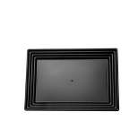 Smarty Had A Party 9" x 13" Black Rectangular with Groove Rim Plastic Serving Trays (24 Trays)