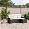 vidaXL 4 Piece Patio Sofa Set with Cushions Black and Cream Poly Rattan - without storage - 2 of 4