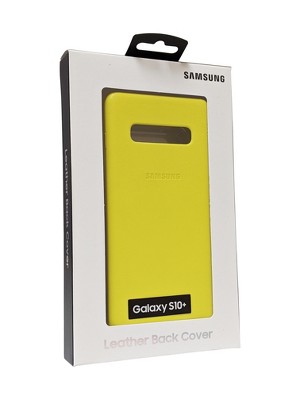 Original Samsung Leather Back Cover Case for Galaxy S10 Plus - Yellow