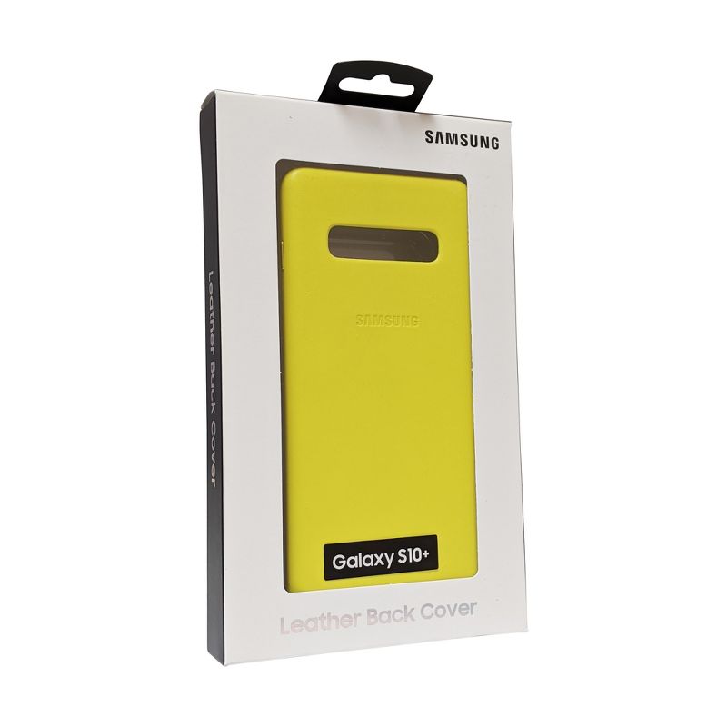 Original Samsung Leather Back Cover Case for Galaxy S10 Plus - Yellow, 1 of 2