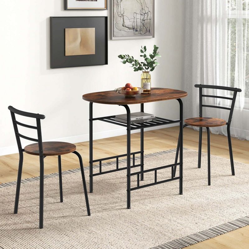Costway 3 Pcs Dining Set 2 Chairs And Table Compact Bistro Pub Breakfast Home Kitchen, 5 of 11