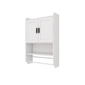 Bathroom Wall Cabinet with Doors,Adjustable Shelf,Towel Bar and Paper Holder, Over The Toilet Storage Cabinet, Medicine Cabinet for Bathroom-White - 1 of 4