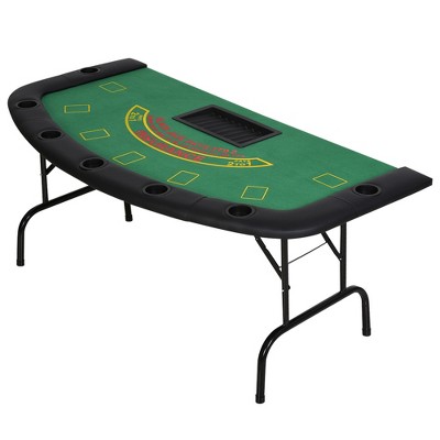 Soozier 72" Foldable 7-Player Poker Blackjack Table with Chip & Cup Holder
