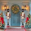 ACEPANO 64.96 in. H Classic Wrought Iron Nutcracker with Base for Holiday Decorations-Red - 3 of 4