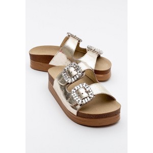 Polacca - Gold Leather Slide Sandal (Women) - 1 of 4