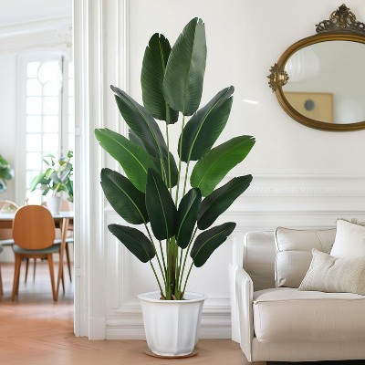 MaseiKar Artificial Bird of Paradise Plant 6 Ft Tall Fake Banana Leaf Plant for Indoors and Outdoors, Faux Palm Tree with Plastic Pot for Home Decor