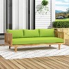 Claremont Outdoor 3 Seater Acacia Wood Daybed with Cushions Teak/Green - Christopher Knight Home: UV-Resistant, Water-Repellent Patio Sofa - 3 of 4