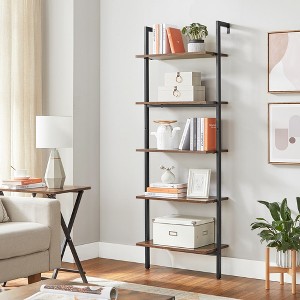 VASAGLE Industrial Ladder Shelf, Bookshelf, Wood Wall Mounted Shelf - 1 of 4