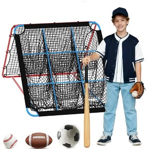 2 in 1 Baseball Rebounder Net, Sports Baseball Rebounder with Adjustable Angle, Throwing & Fielding Training Device for Softball, Football, Volleyball - 1 of 4