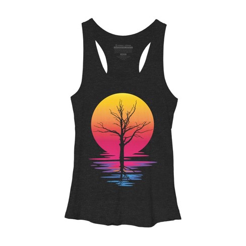 Women's Design By Humans Lone Tree Retro Spring Sunset By kirikpantai Racerback Tank Top - image 1 of 2