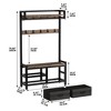 CAVINAS Hall Tree with 5 Hooks Simple Coat Rack with Shoe Rack and Bench for Entryway - 4 of 4
