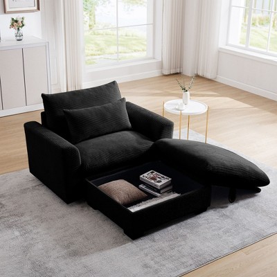 NicBex Couches for Living Room 51" Single Sofa Corduroy Upholstered 1 Seater Sofa Couch Modern Lounge Chair with 2 Throw Pillows for Apartment