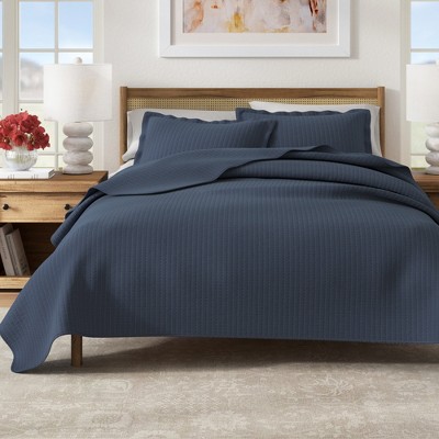 Great Bay Home Detailed Channel Stitch All-Season Reversible Quilt Set With Shams