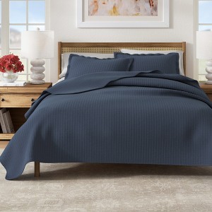 Great Bay Home Detailed Channel Stitch All-Season Reversible Quilt Set With Shams - 1 of 4