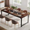 Okak Rustic Wood Large Executive Desk Rectangular Dining Table,Long Modern Kitchen Dinner Table for Dining Room,Family Meals - 2 of 4