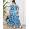 BLUEMING Summer Maxi Dress for Plus Size Women Tie Wasit Surplice Dress Flutter Sleeve A-Line Dress - 2 of 4