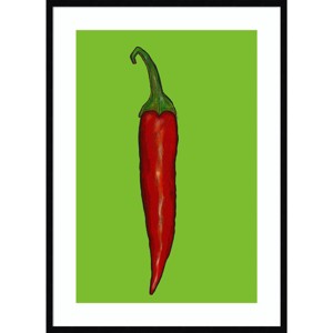 30" x 41" Red Hot Chill Pepper by Sarah Thompsonengels Wood Framed Wall Art Print - Amanti Art: Modern Lithograph, Vertical Layout - 1 of 4