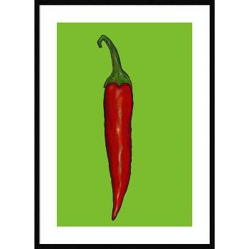 30" x 41" Red Hot Chill Pepper by Sarah Thompsonengels Wood Framed Wall Art Print - Amanti Art