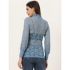 INSPIRE CHIC Women's See-Through Stretch Smocked High-Neck Long-Sleeve Lace Floral Blouse - 4 of 4