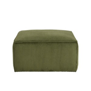 Christopher Knight Home Hayes Corduroy and Wood Square Accent Ottoman, Olive Green - 1 of 4