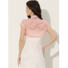 INSPIRE CHIC Women's Lace Stand Collar Pearl Button Short Sleeve Cropped Shrug - 4 of 4