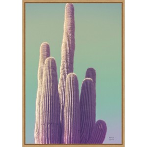 Amanti Art 23"x33" Saguaro Green Pastel by Nathan Larson Framed Canvas Wall Art - 1 of 4