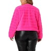 Agnes Orinda Women's Plus Size Fashionable Fluffy Open Front Cropped Faux Fur Winter Jacket - 4 of 4