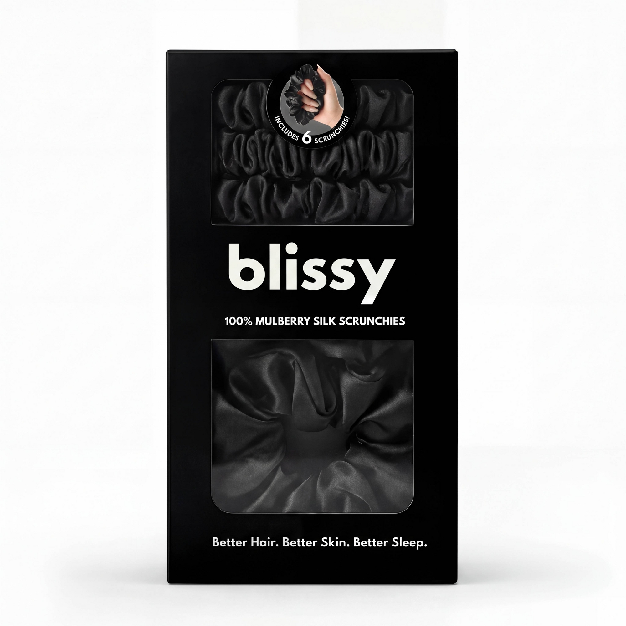 Blissy 6pk Scrunchie Black
