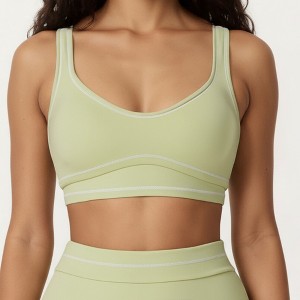 Anna-Kaci Active Women's Sports Bra with Scoop Neck, Wide Straps, and Contrast Stitch Detailing for Medium Support - 1 of 4