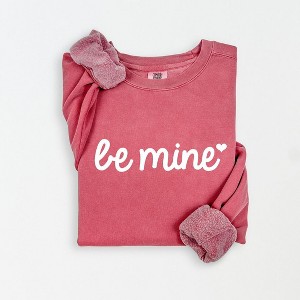 Simply Sage Market Women's Lightweight Garment Dyed Graphic Sweatshirt Be Mine Cursive Heart - 1 of 4