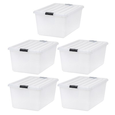 IRIS USA 3 Pack 144qt Large Clear View Plastic Storage Bin with Lid and  Secure Latching Buckles 